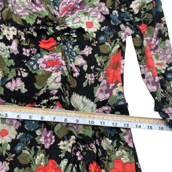 Rebecca Taylor Lua Dress 3/4 Sleeve Black Floral Jersey Women's Size - Picture 10 of 11